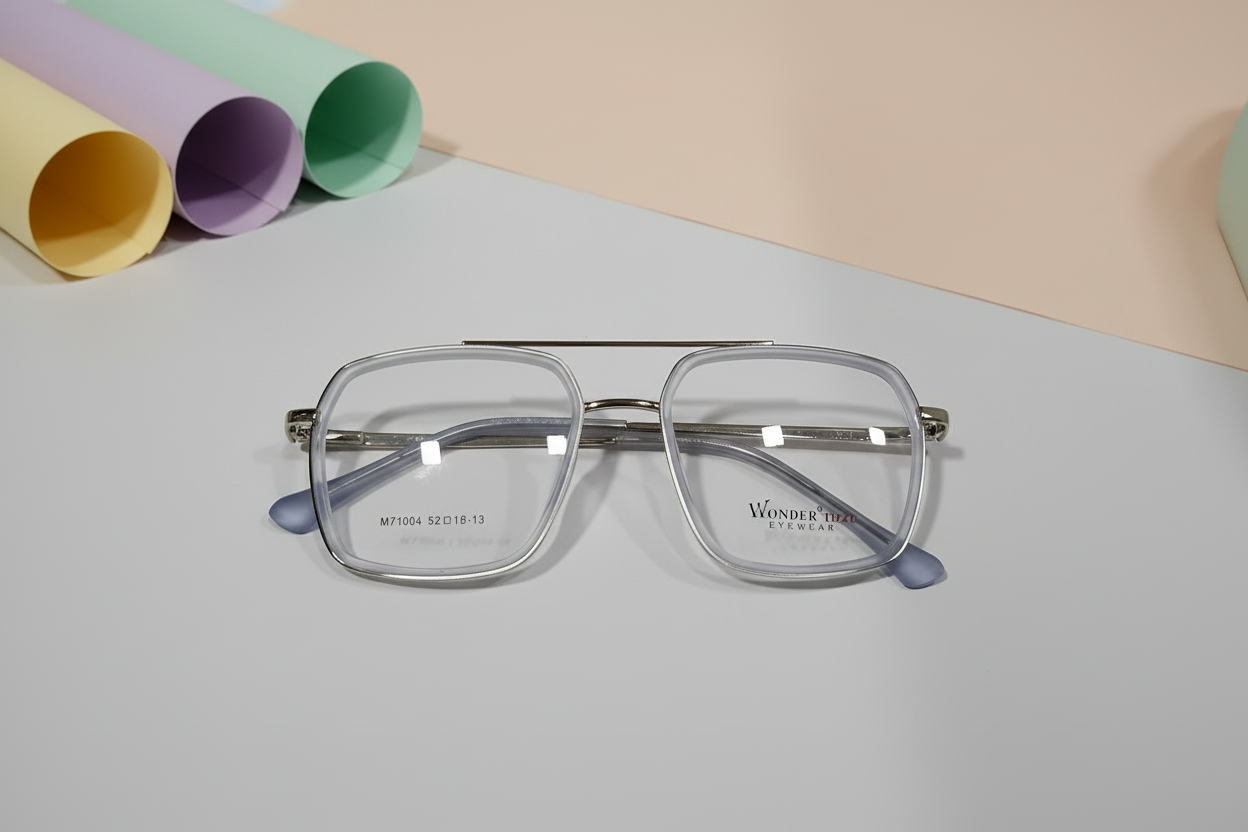 Wonder Tizzu Aviator Eyeglasses – Double Bridge Lightweight Full-Rim Unisex Frame