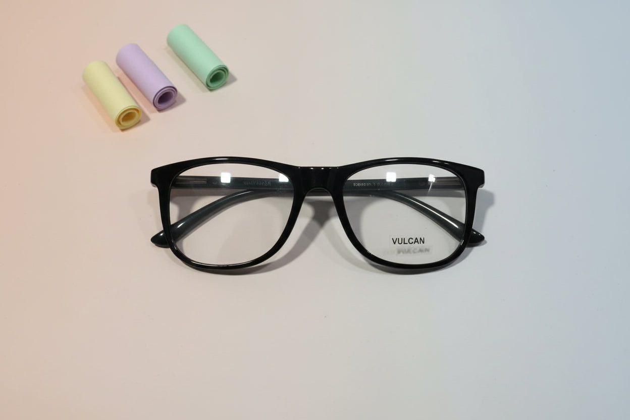 Vulcan Classic Black Rectangular Eyeglasses – Full Rim Frame