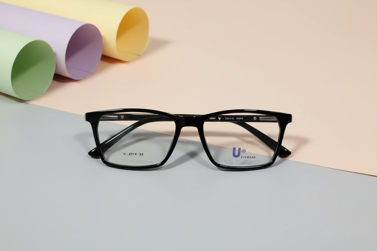 U Eyewear Black Rectangular Eyeglasses – Full Rim Frame