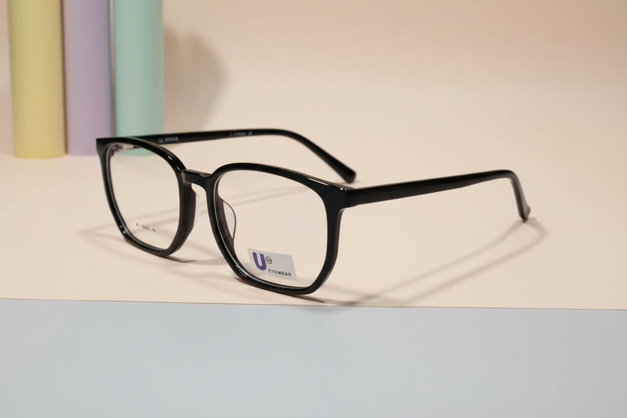 U Eyewear Classic Black Rectangular Eyeglasses – Full Rim Frame