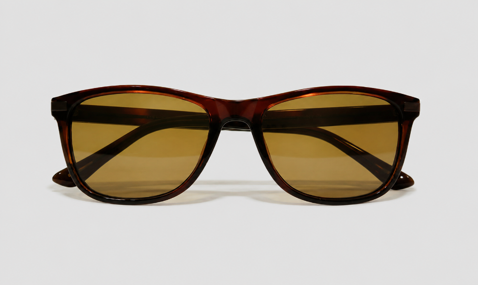Classic Brown Square Sunglasses with Amber Tinted UV-Protected Lenses
