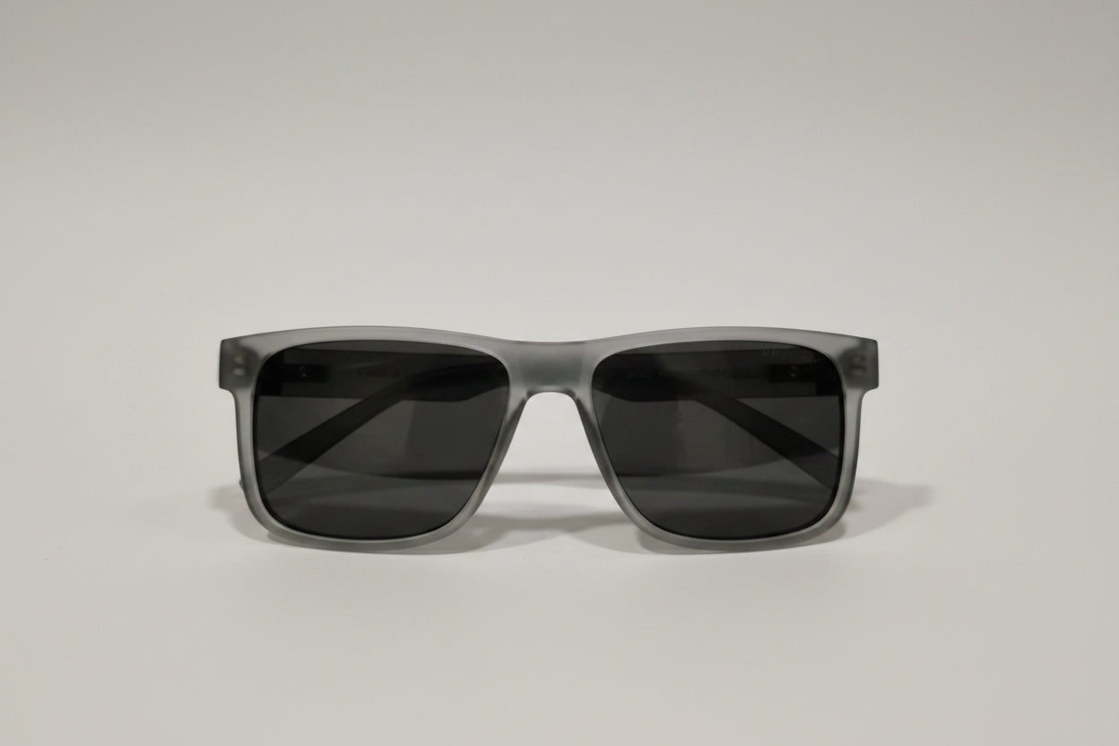 Modern Matte Grey Rectangular Sunglasses