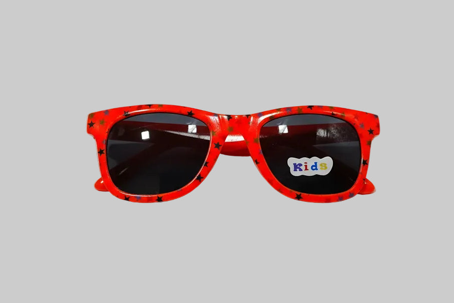 Kids Red Star-Print Sunglasses – Classic Square Frame with Dark Lenses