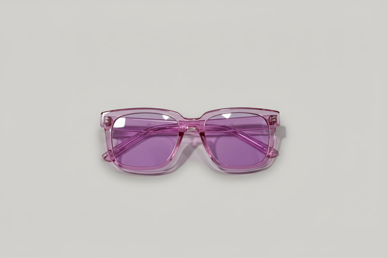 Kids Transparent Pink Square Sunglasses – Clear Frame with Light Pink Lenses