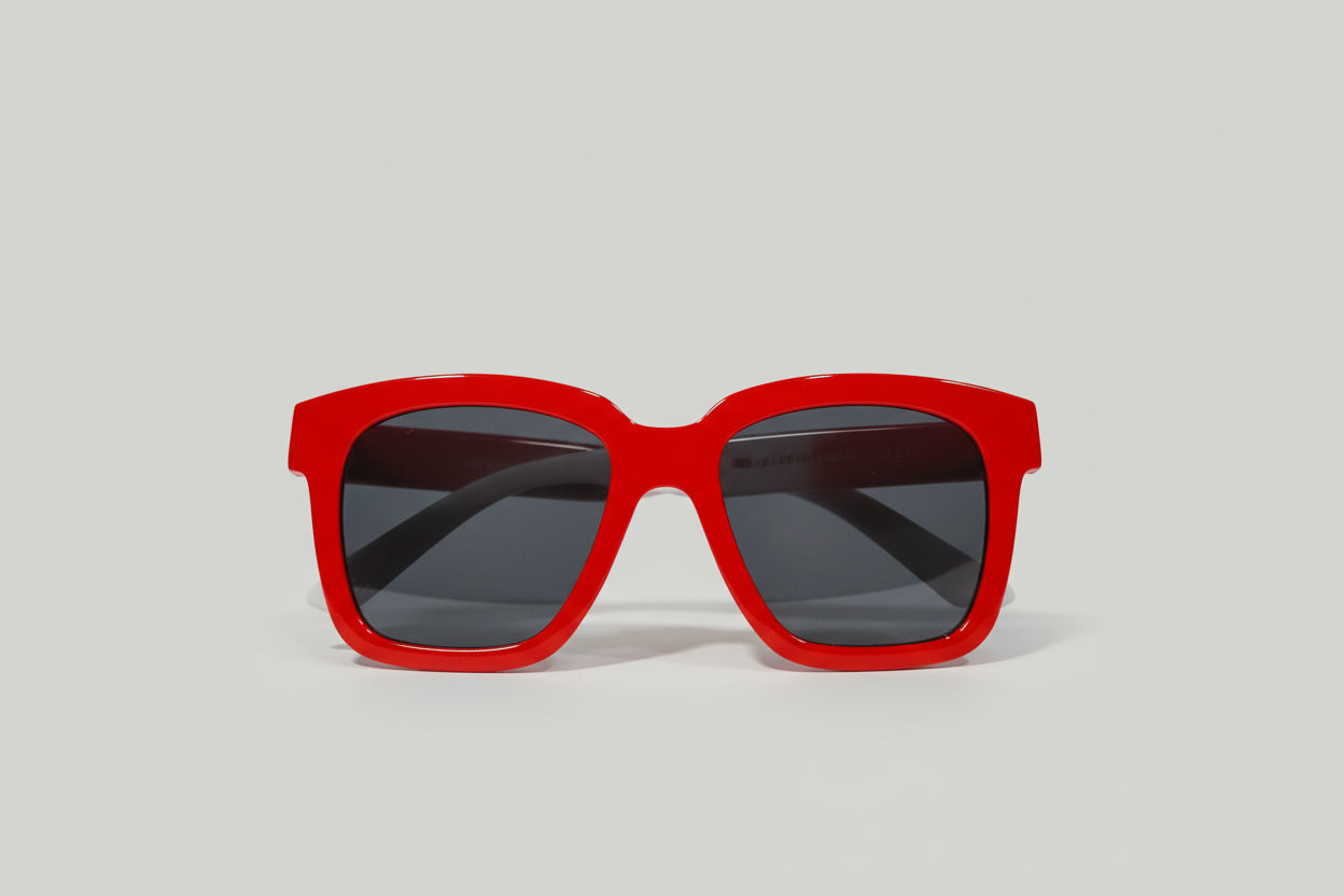 Kids Red Square Sunglasses – Bold Frame with Dark Smoke Lenses
