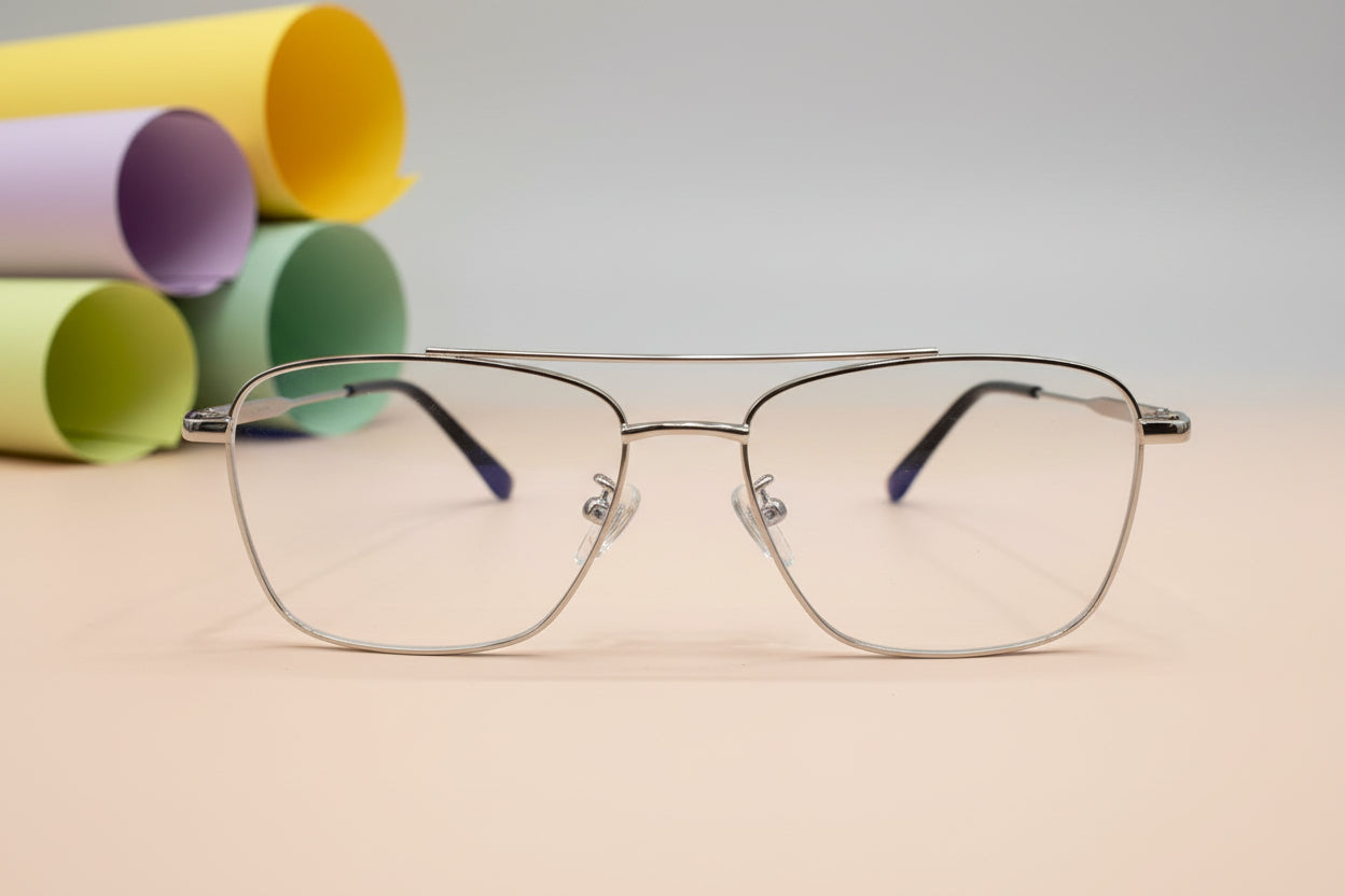 Gold Aviator Metal Eyeglasses – Double Bridge Lightweight Full-Rim Unisex Frame