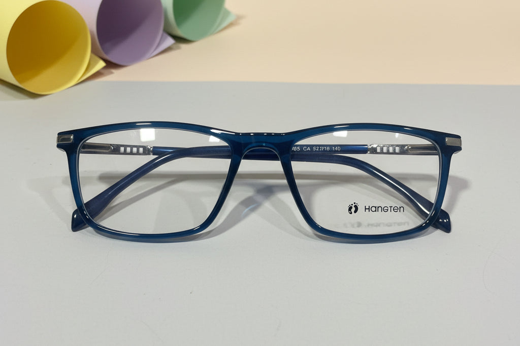 Hangten Blue Rectangular Eyeglasses – Lightweight Full-Rim Unisex Frame