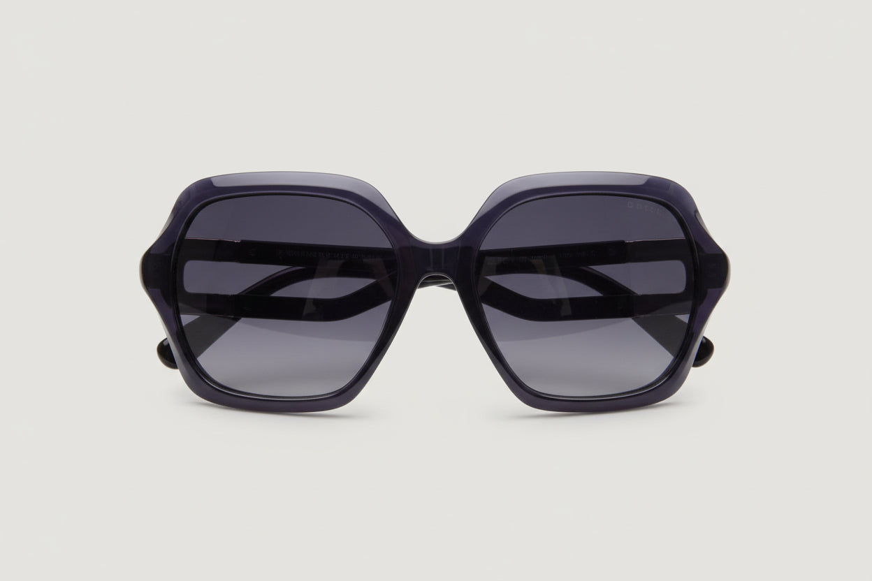 Opium Oversized Square Sunglasses – Glossy Dark Purple Frame with Grey Lenses