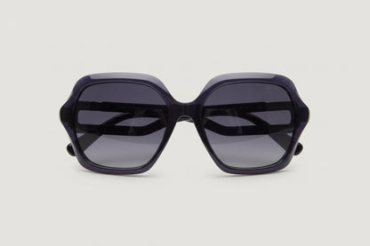 Opium Oversized Square Sunglasses – Glossy Dark Purple Frame with Grey Lenses