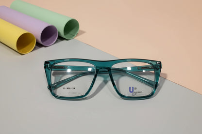 U Eyewear Transparent Teal Rectangular Eyeglasses – Full Rim Frame