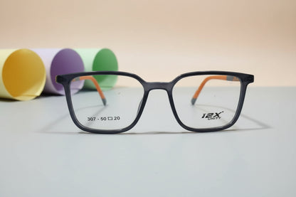 T2X Unity Black Rectangular Eyeglasses – Full Rim Frame with Orange Temples