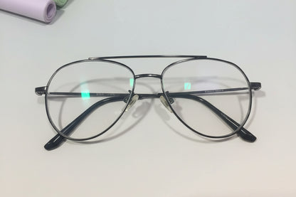 Classic Aviator Metal Eyeglasses – Lightweight Full-Rim Unisex Frame
