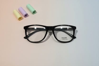Vulcan Classic Black Rectangular Eyeglasses – Full Rim Frame