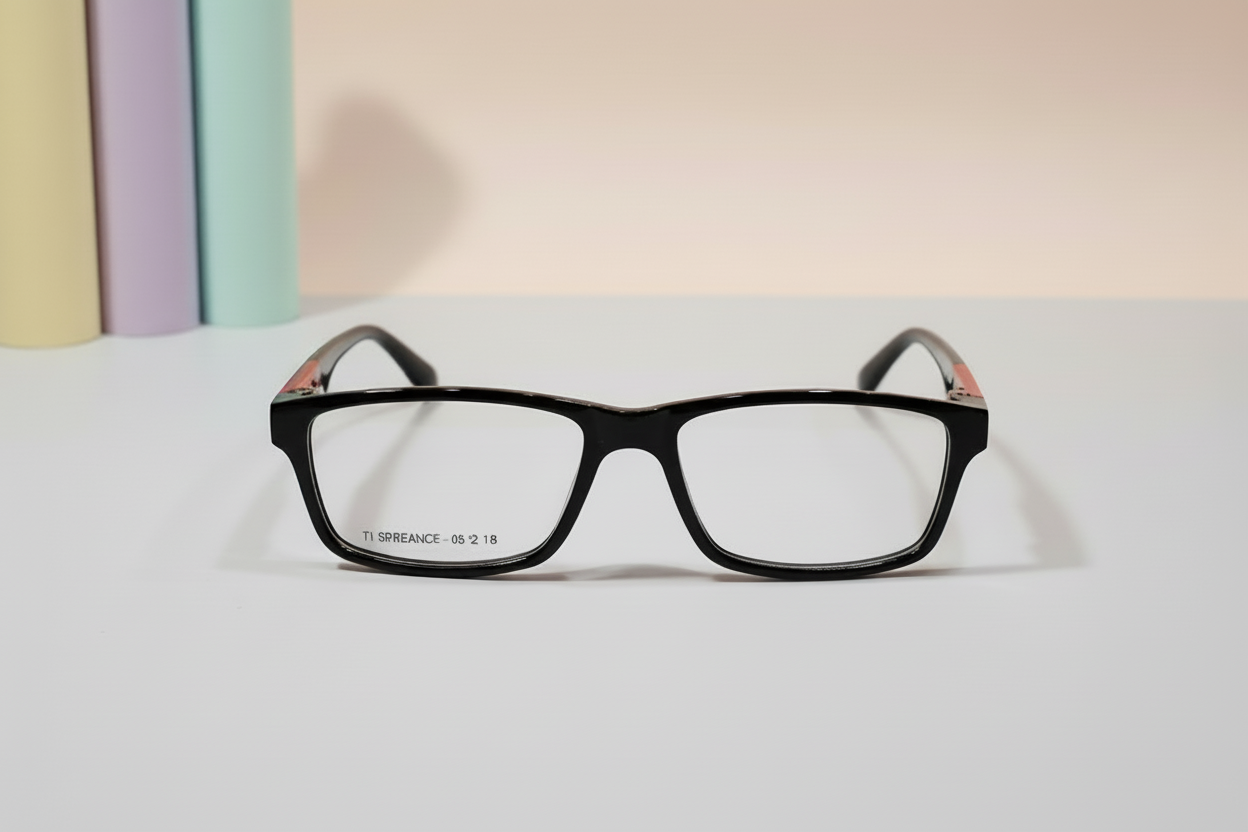 HighStreet Kids Eyeglasses – Black Full-Rim Frame with Red Inner Accent