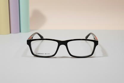 HighStreet Kids Eyeglasses – Black Full-Rim Frame with Red Inner Accent