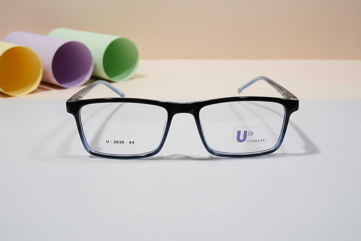 U Eyewear Kids Eyeglasses – Black & Blue Full-Rim Frame