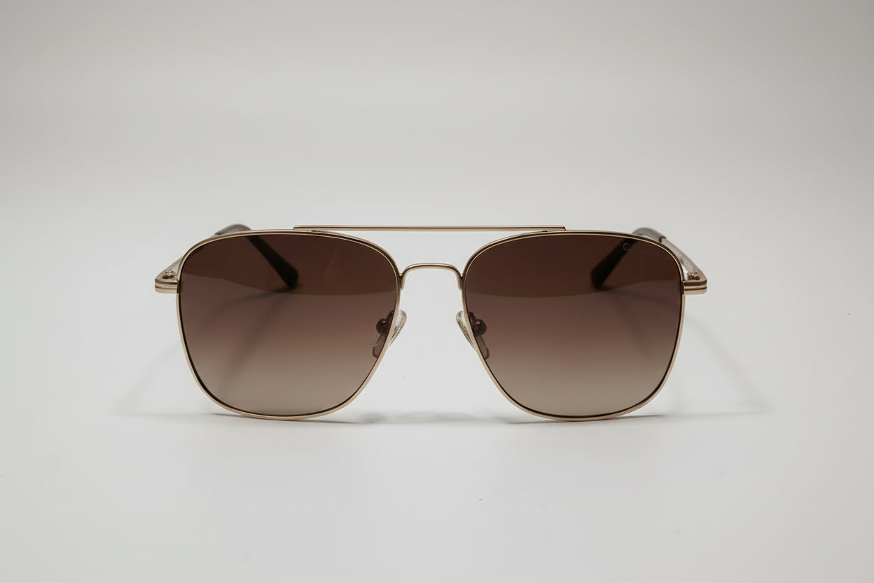 Opium Aviator Sunglasses – Gold Metal Frame with Brown Lenses