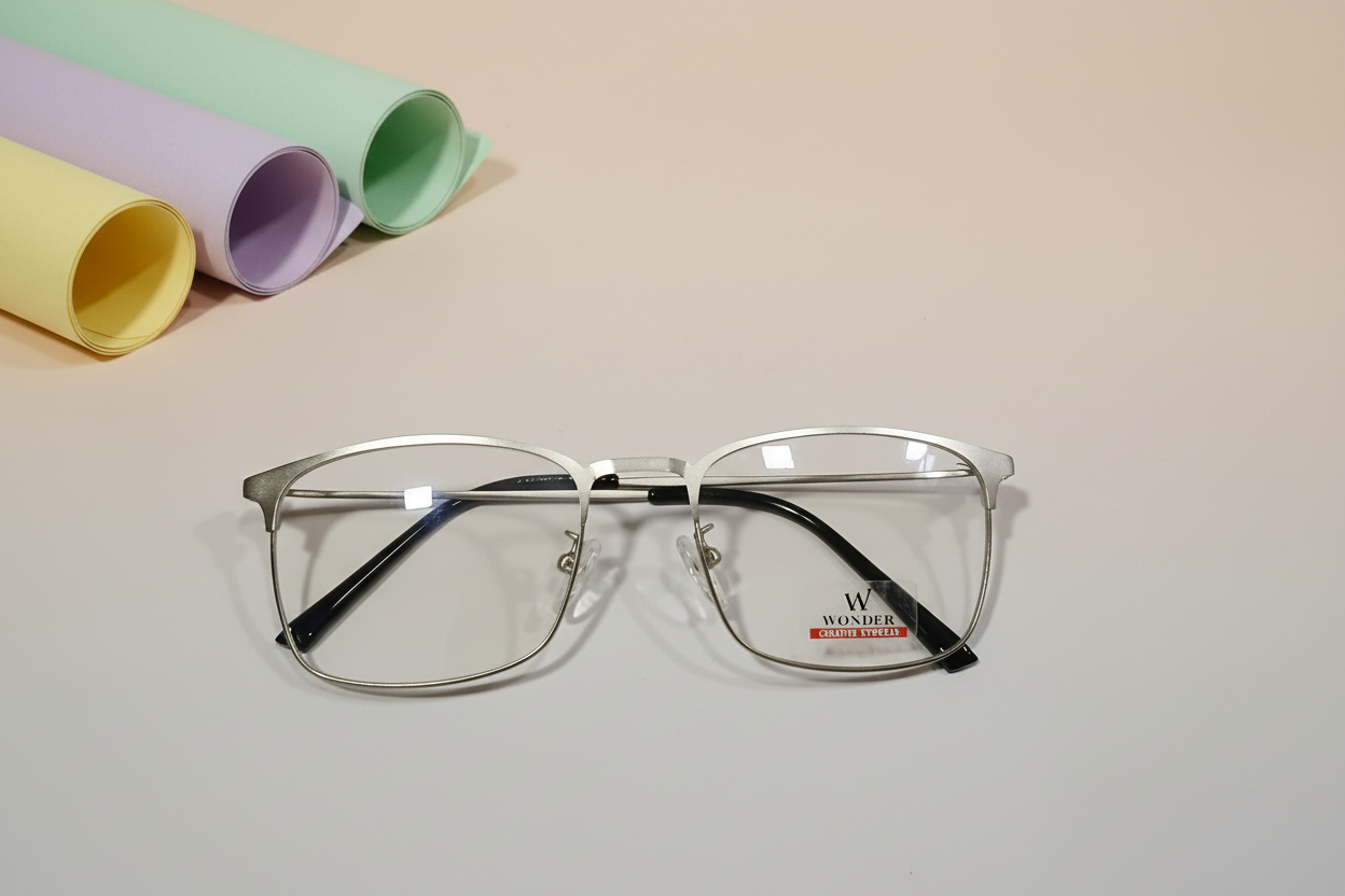 Wonder Rectangular Metal Eyeglasses – Lightweight Full-Rim Unisex Frame