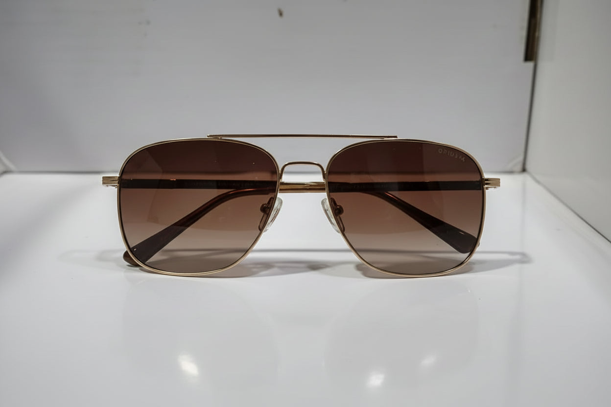 Opium Aviator Sunglasses – Gold Metal Frame with Brown Lenses