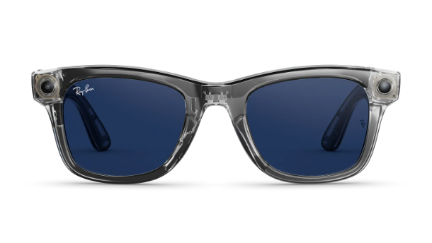 Rayban Meta Wayfarer (Gen 2) - Frame colour: Shiny Transparent Grey, Lens colour: Clear to Sapphire Transitions
