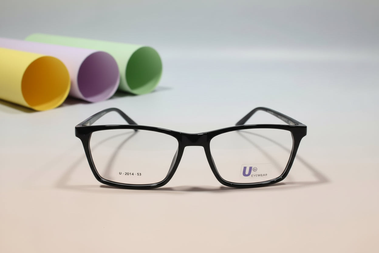 U Eyewear Black Rectangular Eyeglasses – Full Rim Frame