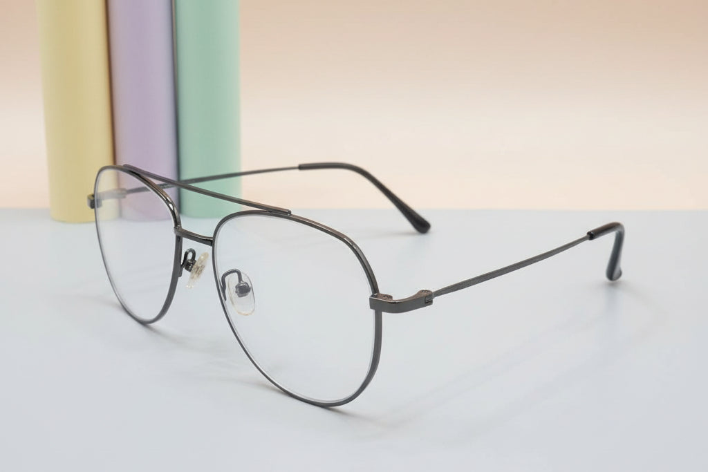 Classic Aviator Metal Eyeglasses – Lightweight Full-Rim Unisex Frame