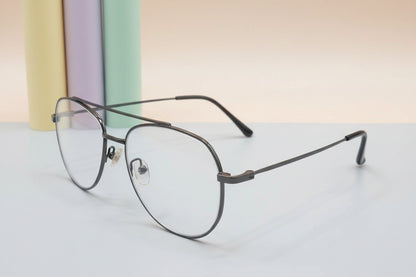 Classic Aviator Metal Eyeglasses – Lightweight Full-Rim Unisex Frame
