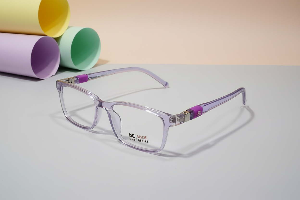 Charlie Junior Kids Eyeglasses – Transparent Purple Full-Rim Frame