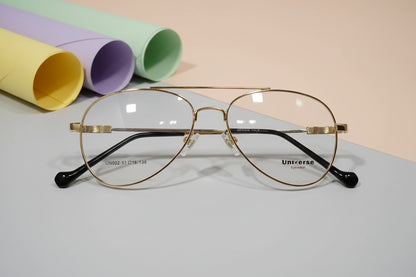 Universe Men’s Gold Aviator Sunglasses – Metal Full-Rim Frame