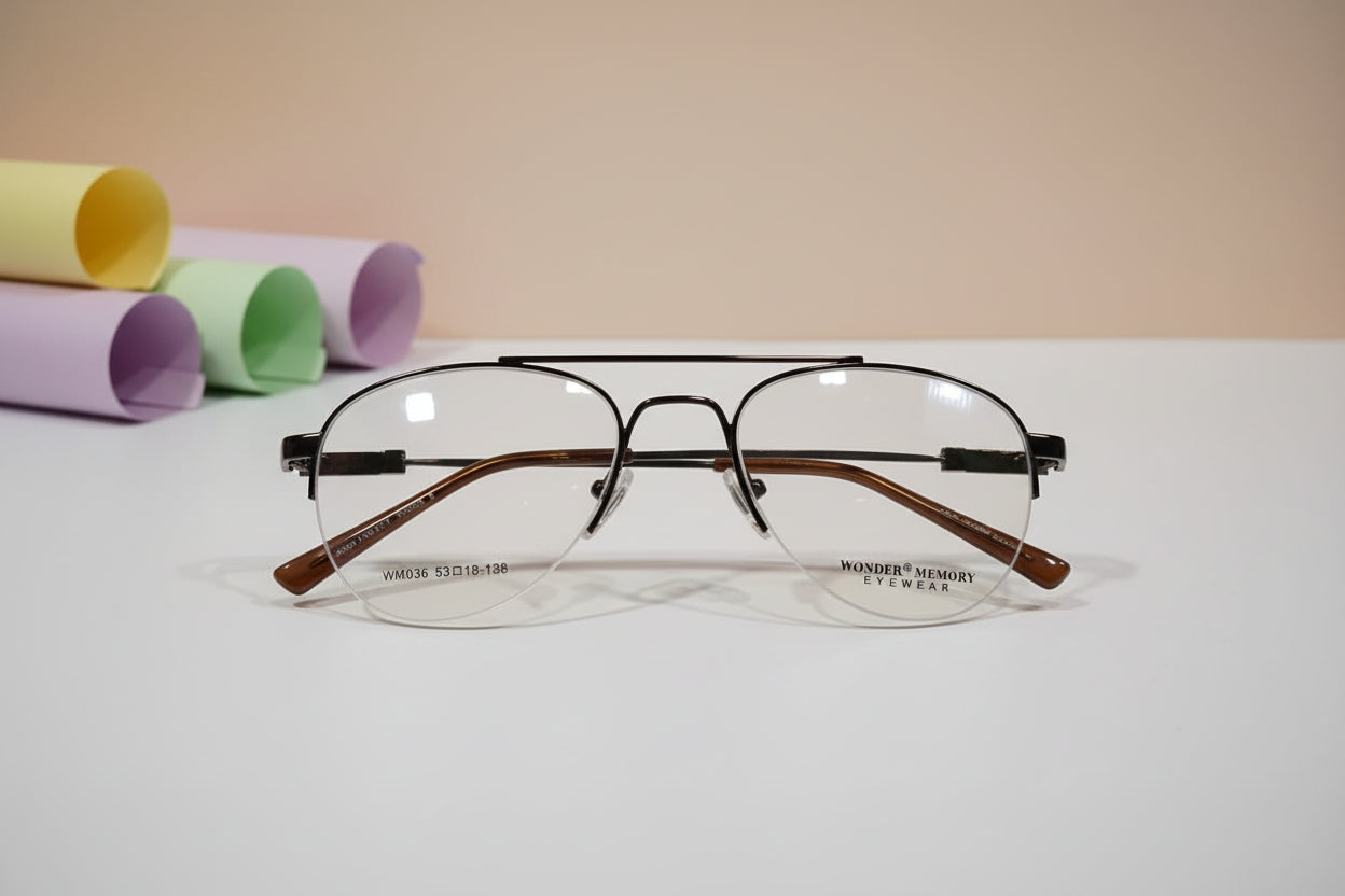 Wonder Memory Men’s Aviator Eyeglasses – Metal Frame with Memory Flex