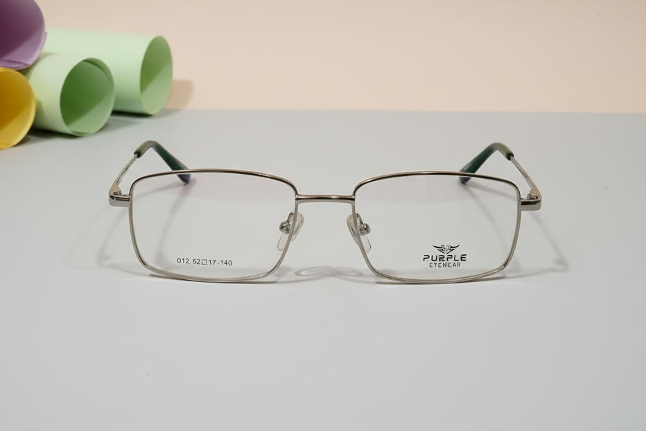 Pure Eyewear Men’s Rectangular Metal Eyeglasses – Classic Full-Rim Frame