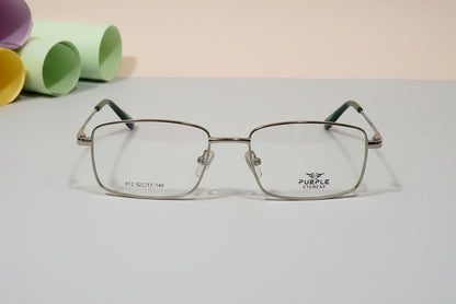 Pure Eyewear Men’s Rectangular Metal Eyeglasses – Classic Full-Rim Frame