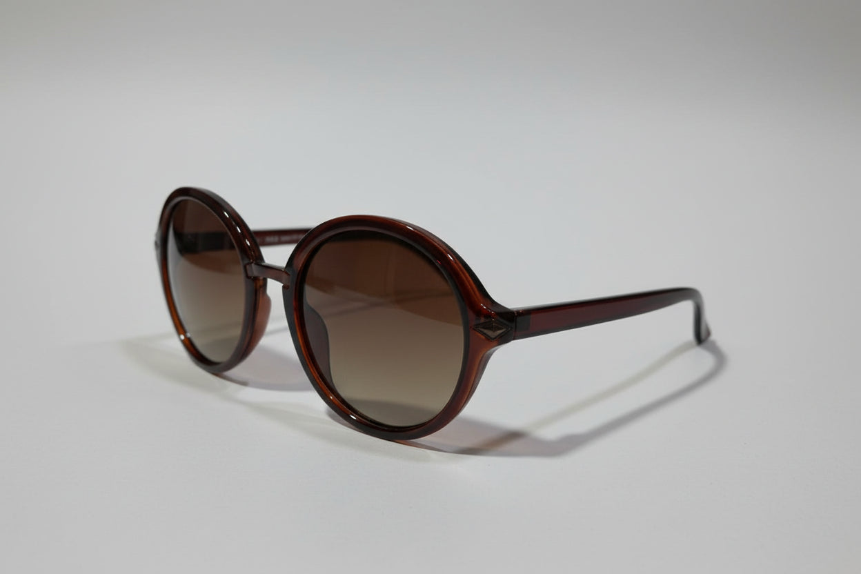 Velocity Round Sunglasses – Classic Full-Rim Frame with Brown Gradient Lenses