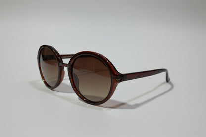 Velocity Round Sunglasses – Classic Full-Rim Frame with Brown Gradient Lenses