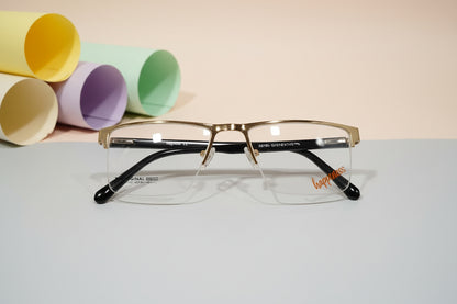 Happiness Men’s Semi-Rimless Rectangular Eyeglasses – Metal Frame
