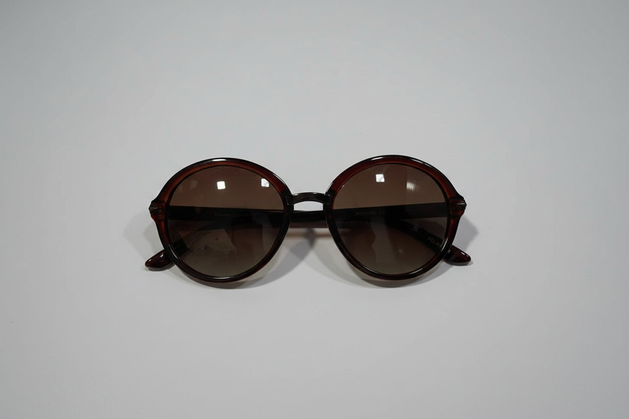 Velocity Round Sunglasses – Classic Full-Rim Frame with Brown Gradient Lenses
