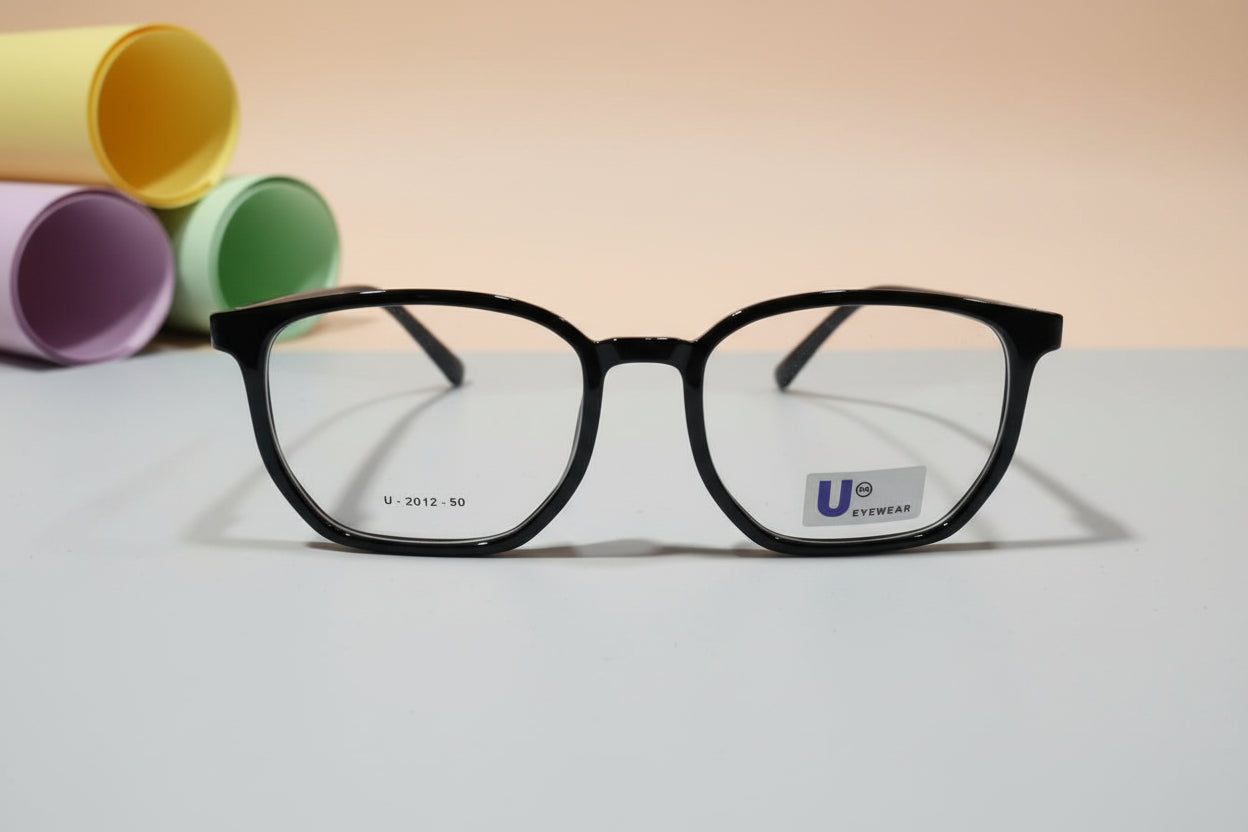 U Eyewear Classic Black Rectangular Eyeglasses – Full Rim Frame