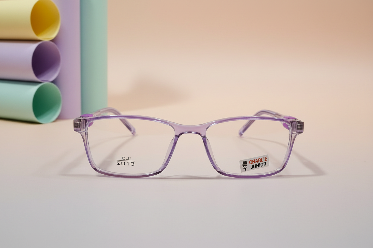 Charlie Junior Kids Eyeglasses – Transparent Purple Full-Rim Frame