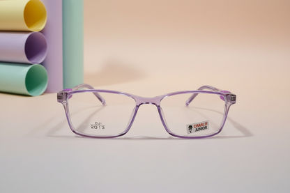 Charlie Junior Kids Eyeglasses – Transparent Purple Full-Rim Frame