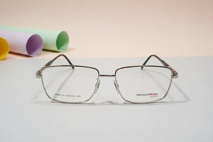 Simonrise Men’s Full-Rim Rectangle Eyeglass Frame – Transparent & Gold