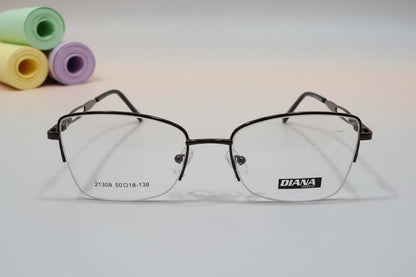 Diana Men’s Semi-Rimless Rectangle Eyeglass Frame – Brown