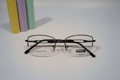 Diana Men’s Semi-Rimless Rectangle Eyeglass Frame – Brown