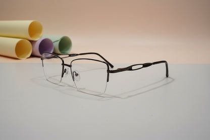 Diana Men’s Semi-Rimless Rectangle Eyeglass Frame – Brown