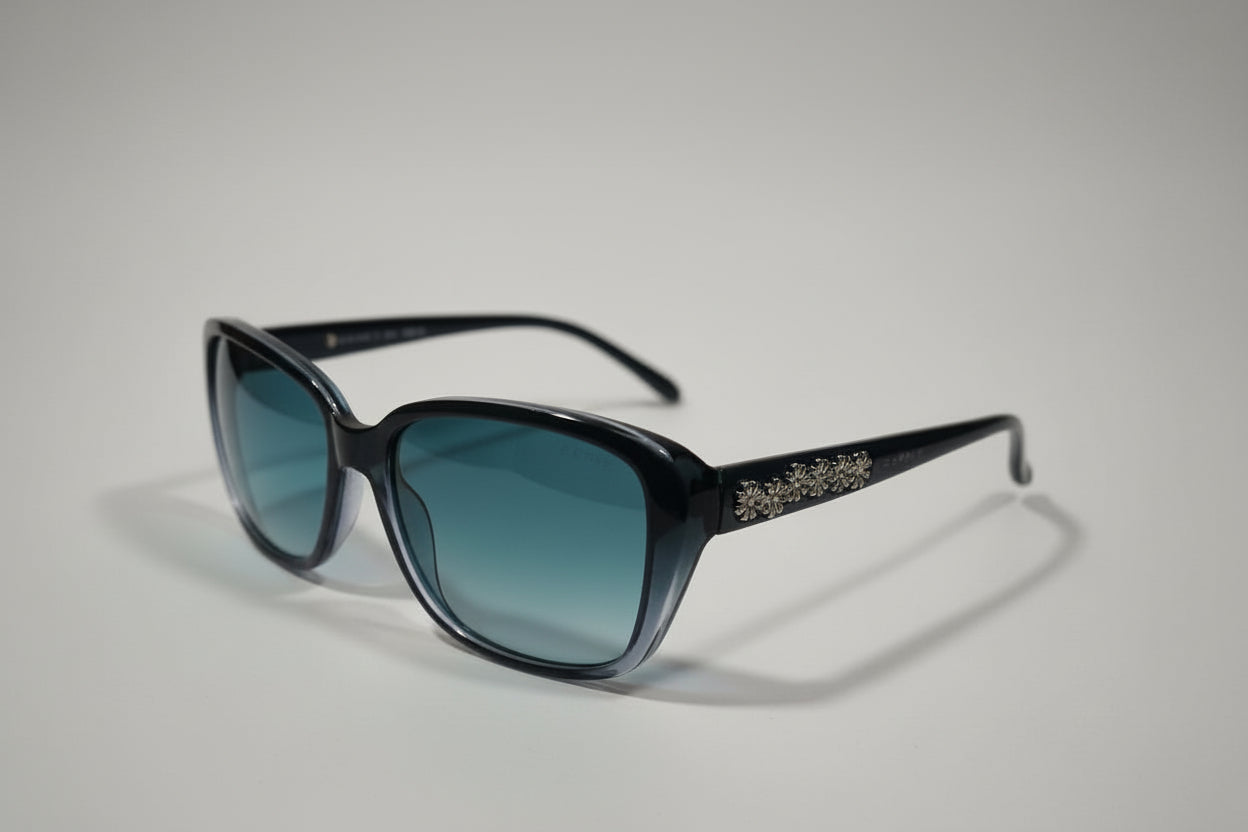 Esprit Cat-Eye Sunglasses – Glossy Black Frame with Blue Gradient Lenses