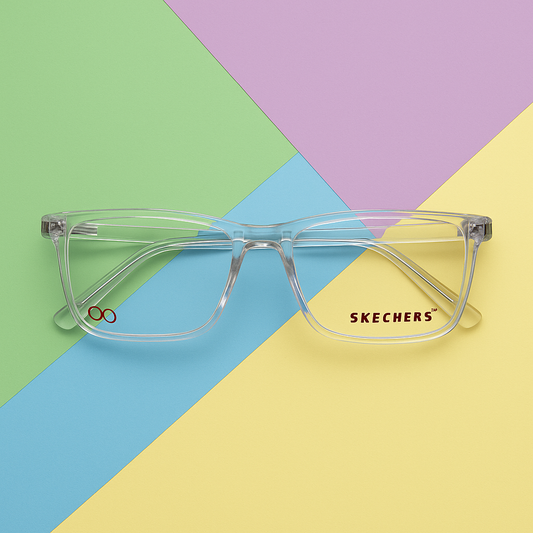 Skechers Transparent Crystal Rectangular Full-Rim Eyeglass Frame