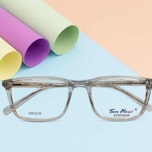 Tom Hans Transparent Square Full-Rim Eyeglasses – Lightweight Crystal Clear Frame