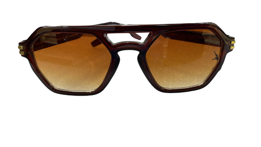 Oversized Cut-Out Bridge Geometric Brown Sunglasses – Gradient UV Lens