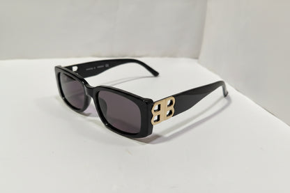 Stylish Rectangle Sunglasses for Kids – Black Frame with Pink Tinted Lenses