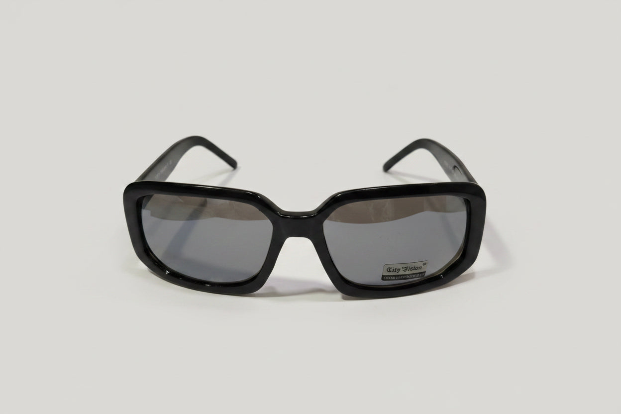 Stylish Rectangle Sunglasses – Black Frame with Dark Grey Lenses