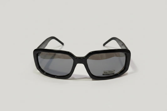 Stylish Rectangle Sunglasses – Black Frame with Dark Grey Lenses